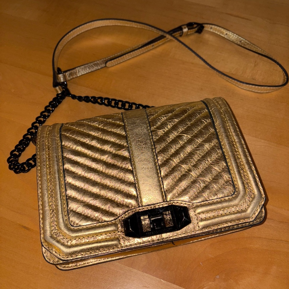 Gold Quilted Chain Strap Bag